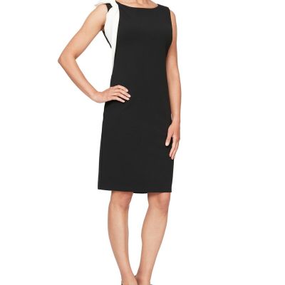 Sl Fashions Bow-Detail Sheath Dress - Black Ivory 6